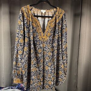 Boho Floral Embroidered Blouse